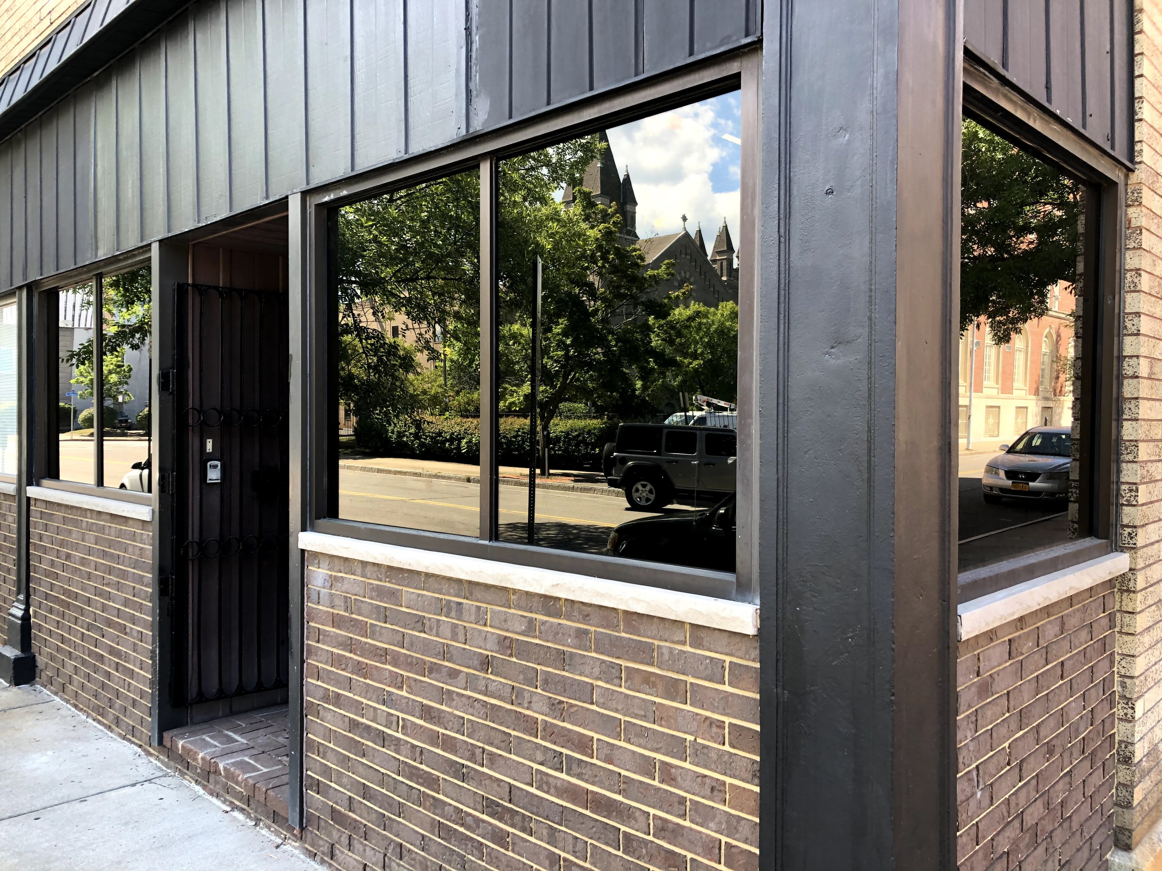 Modern storefront with commercial tinting